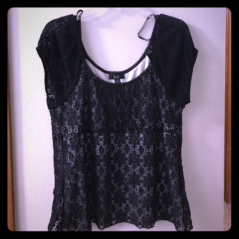 ⭐️AGB, EUC, cap sleeve, lined lace top, XL