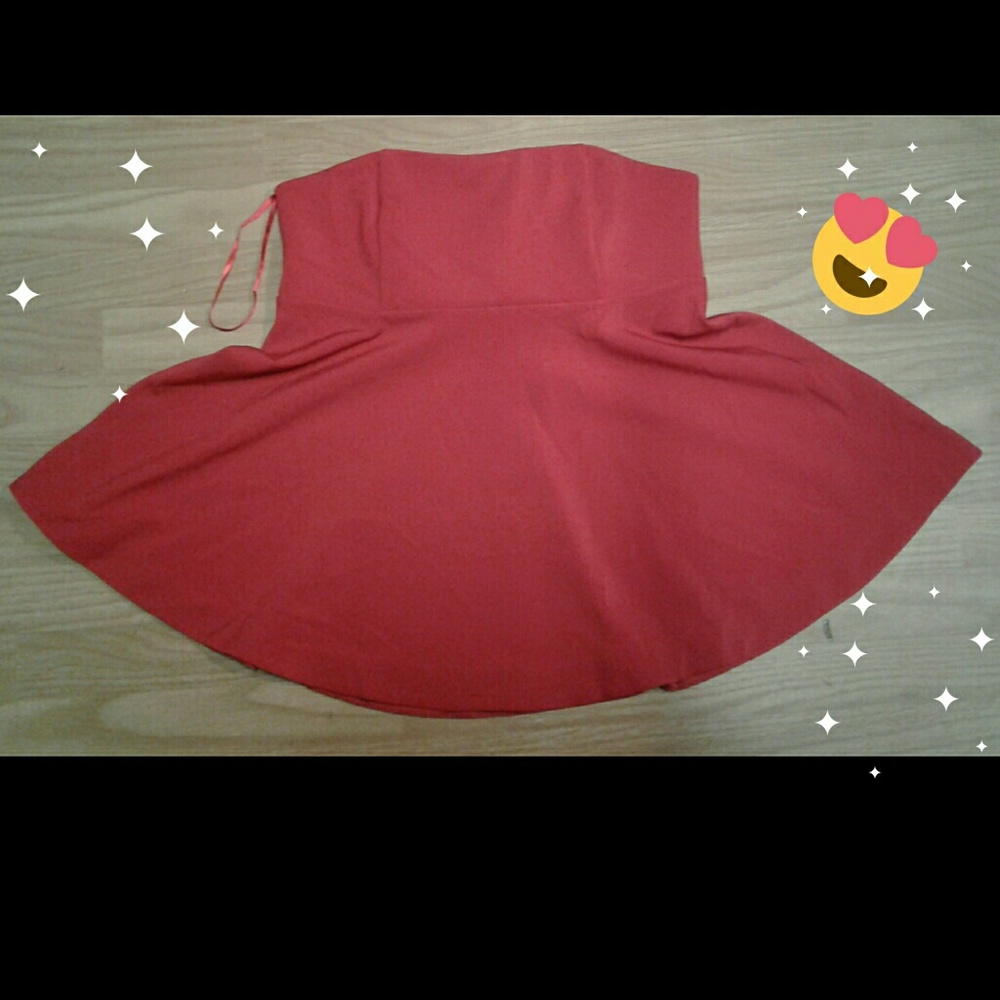 Red Flare Strapless Top