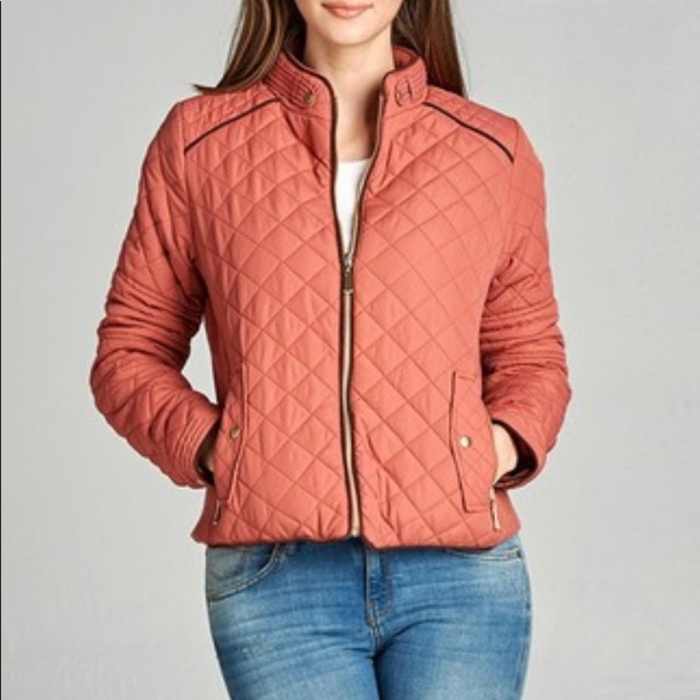 ❤️❤️ONE LEFT!!❤️❤️ Dusty Pink Bomber Jacket - Picture 2 of 3