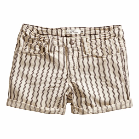 Striped Washed Cotton Twill Shorts Sz 4 - Picture 1 of 8