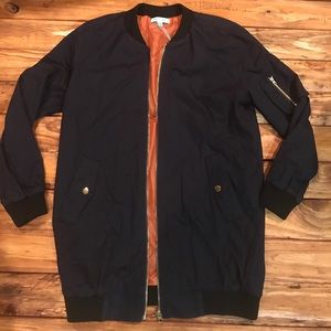 Navy with black trim oversized bomber jacket