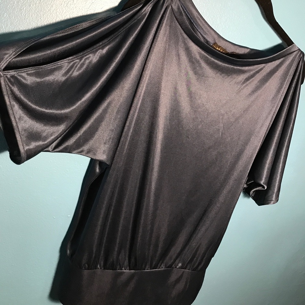 Rampage royal dark blue crop top slit sleeves