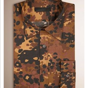 Burberry Camouflage Print Cotton Shirt Honey