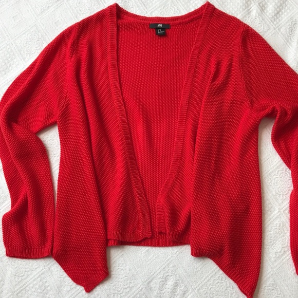 H&M Sweaters - H&M Womens Medium waterfall cardigan sweater red