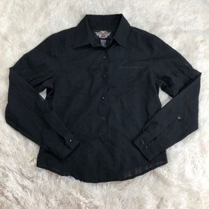 Harley-Davidson Large Black Corset Tie Back Blouse