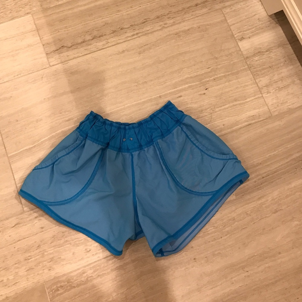 Lululemon shorts.  Turquoise