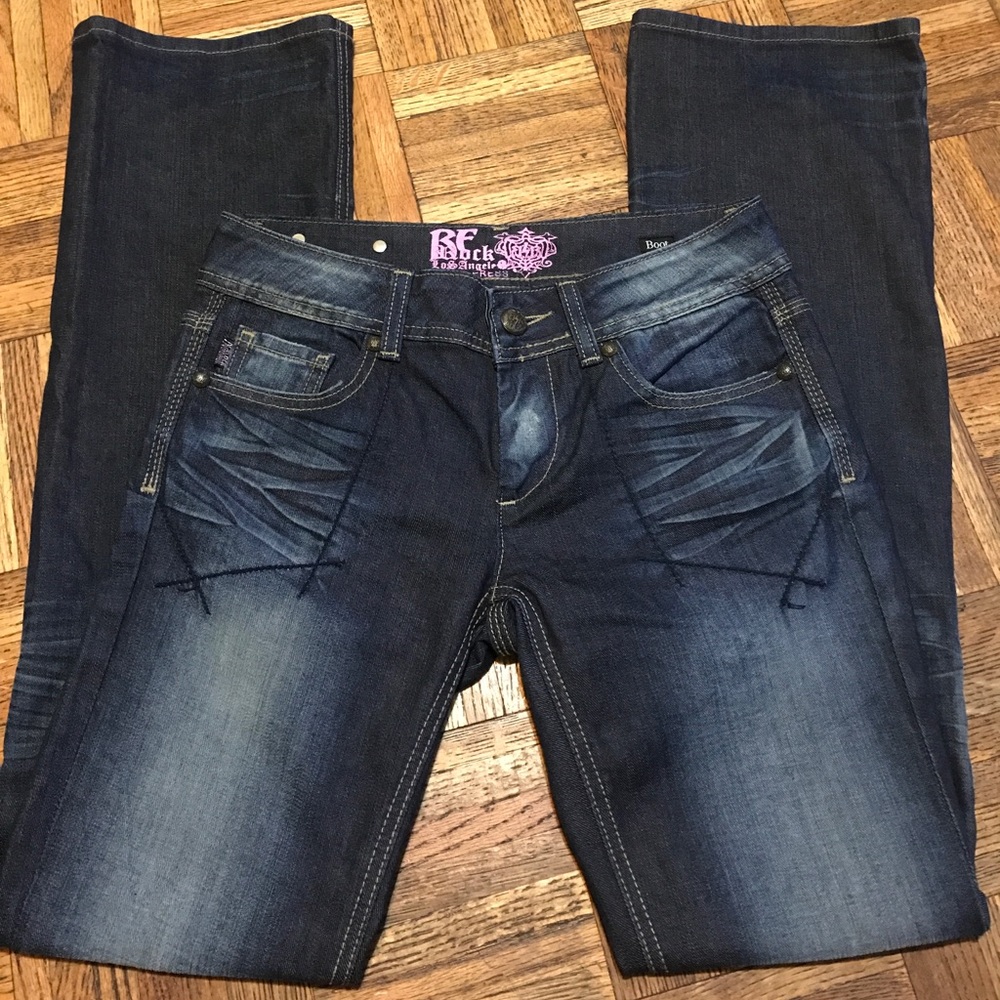 RF Rock For Express Distressed Bootcut Jeans SZ 6
