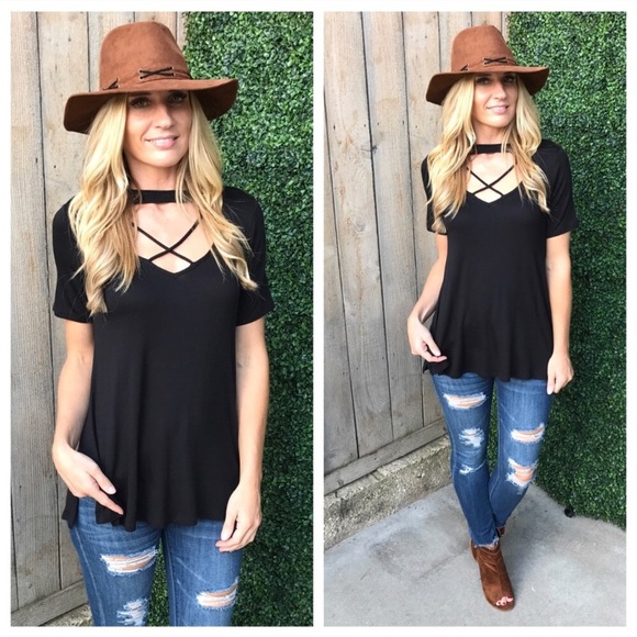 Infinity Raine Tops - Cross Front Choker Tunic