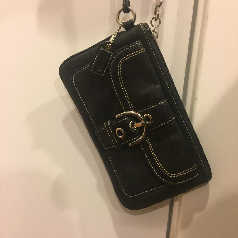 Coach Black Leather Wristlet