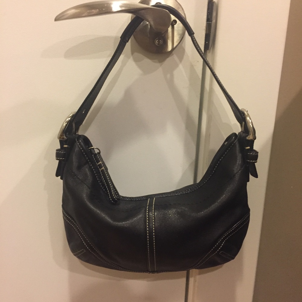 Coach Small Black Leather Hobo Purse