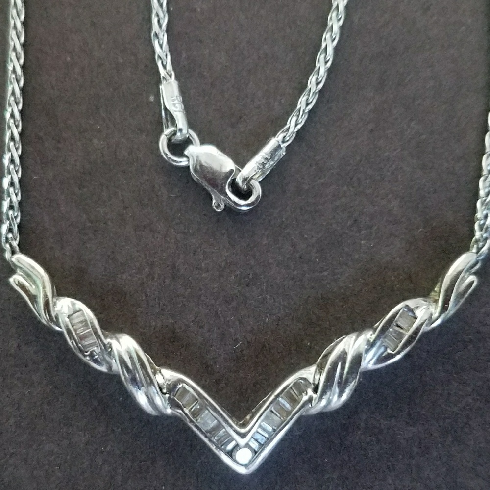 14K White Gold, Diamond Necklace...