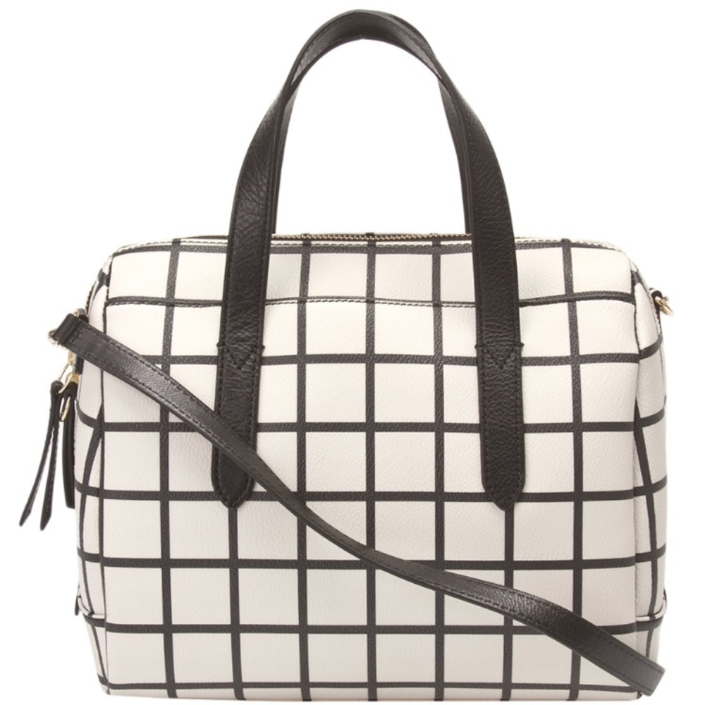 Fossil Sydney Satchel in Black and White