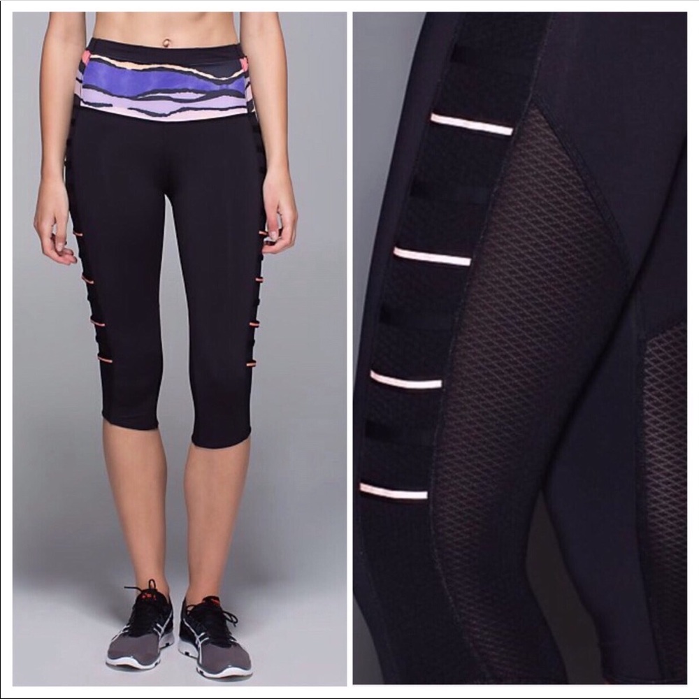 Lululemon cropped leggings mesh behind the knees