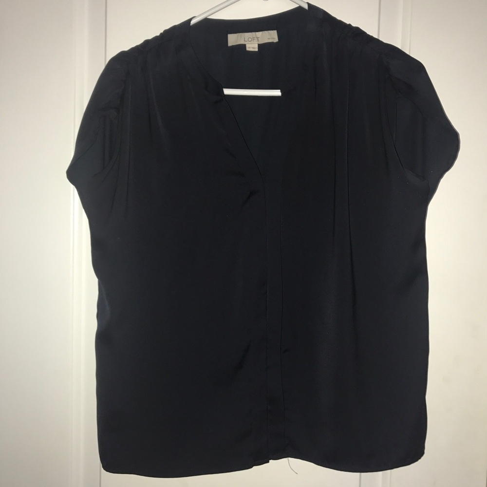 Loft black button down blouse