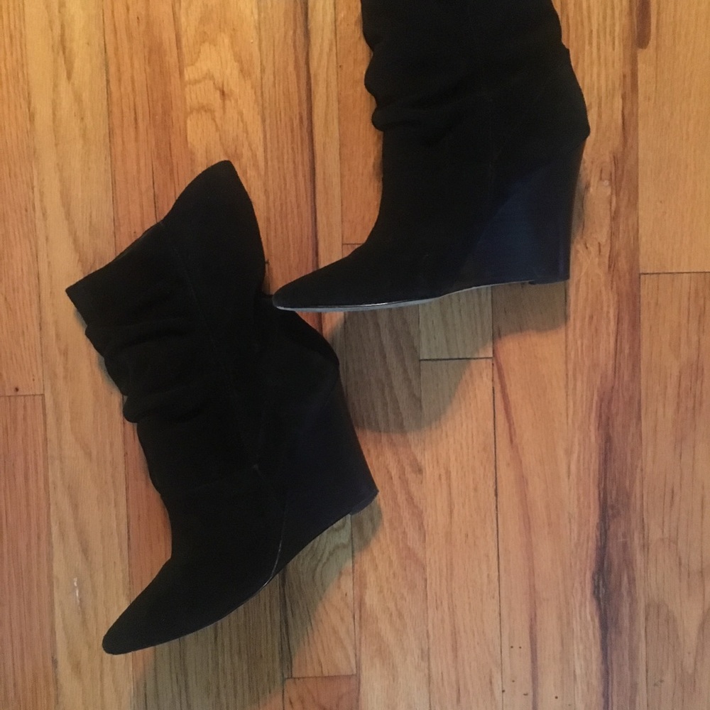 Joe's Black Suede Wedge Booties