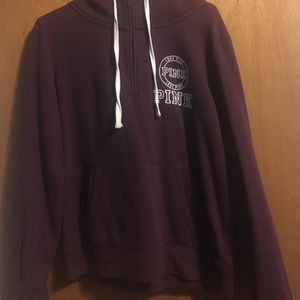 Victoria’s Secret Pink Burgundy Half Zip (Hooded)