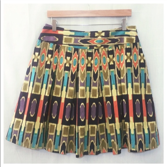 Work To Weekend Green Ikat Print Pleated Skirt 12 - Picture 2 of 7