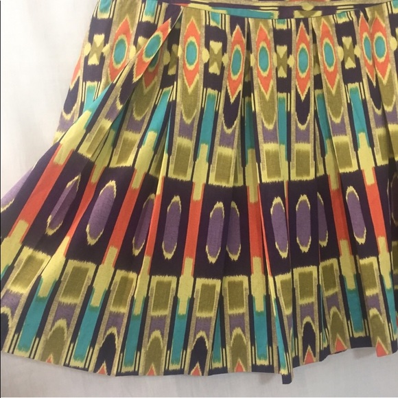 Work To Weekend Green Ikat Print Pleated Skirt 12 - Picture 4 of 7