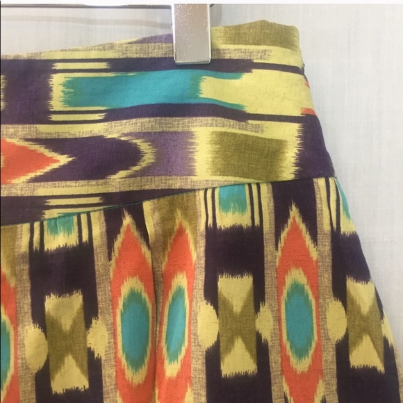 Work To Weekend Green Ikat Print Pleated Skirt 12 - Picture 5 of 7