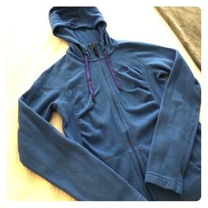 North Face Blue Zip Fleece with Hood