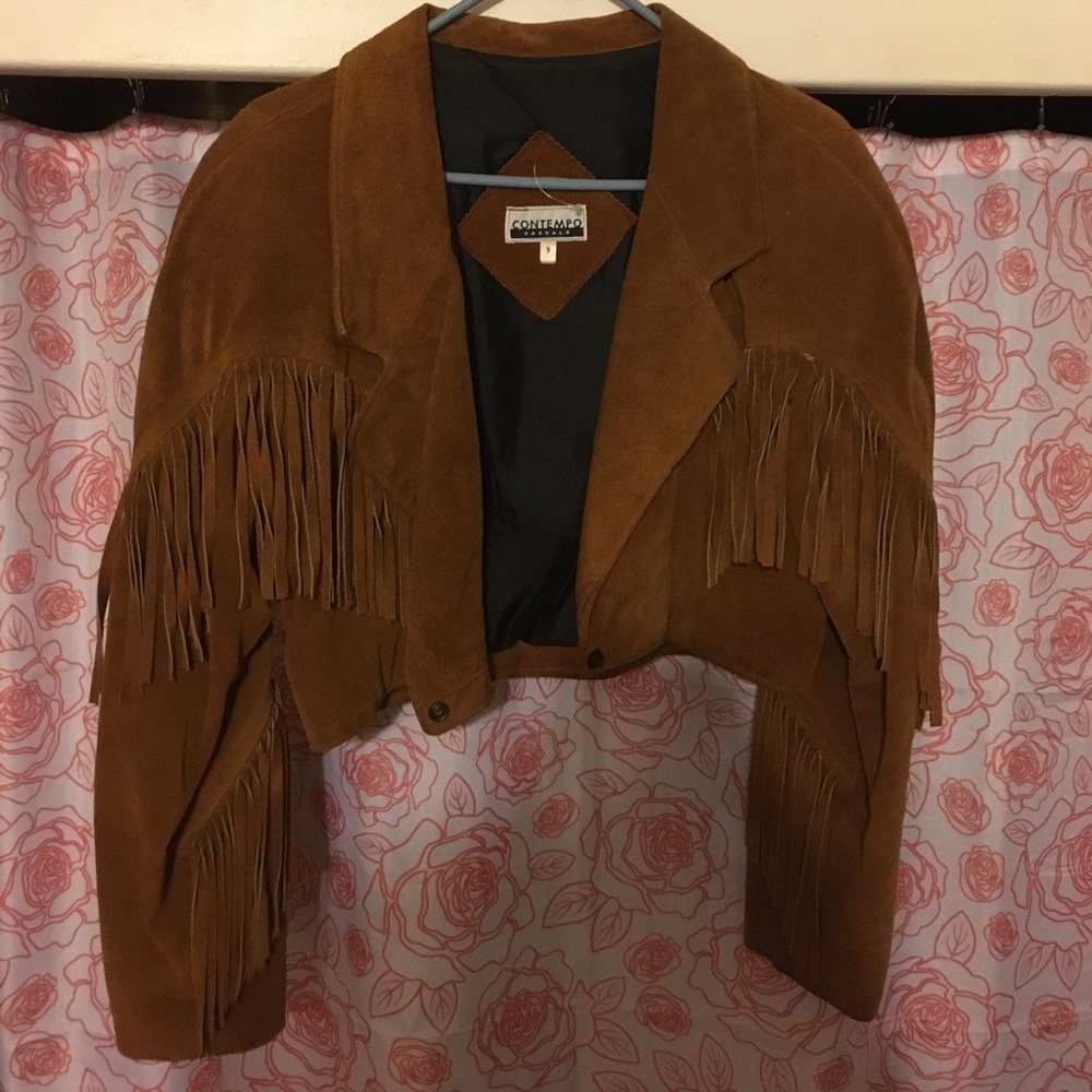 Contempo casuals fringe leather jacket!
