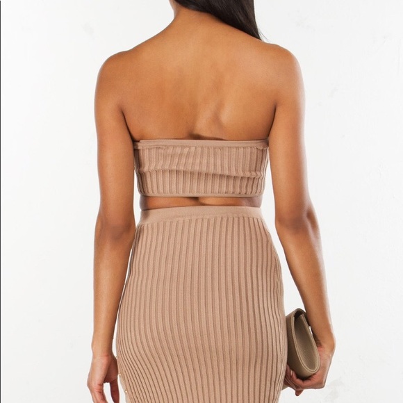 Tan Ribbed 2 Piece Midi Co-Ord, Sz. L - Picture 4 of 4