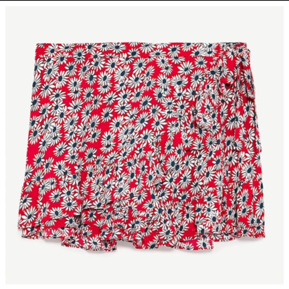 Red floral skort with side tie