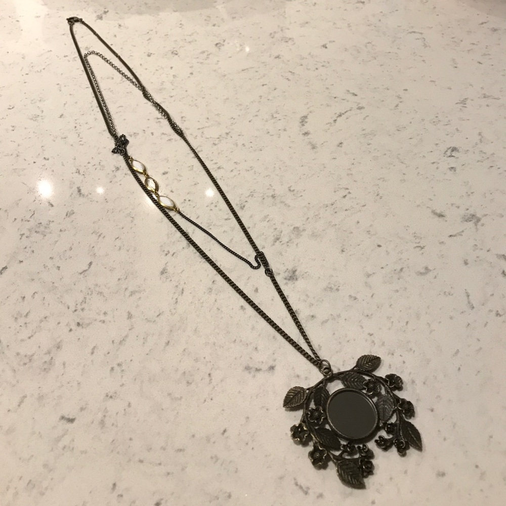 Mirror Pendant Long Necklace