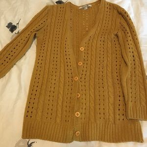 Mustard yellow 3/4 sleeve cardigan