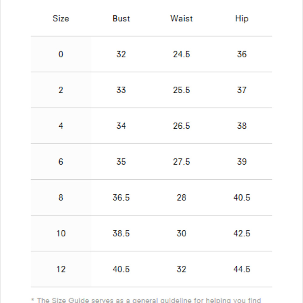 Reformation Sizing Chart