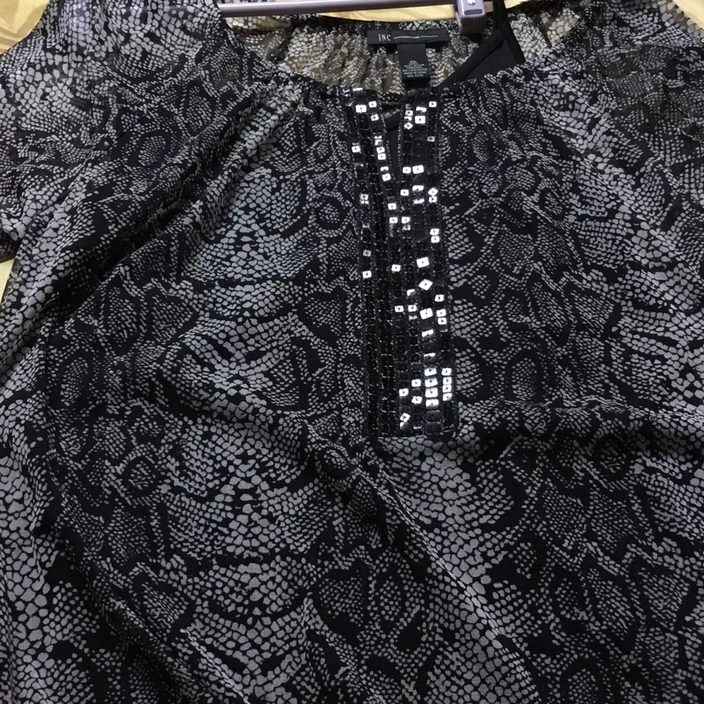 Dressy black and white top