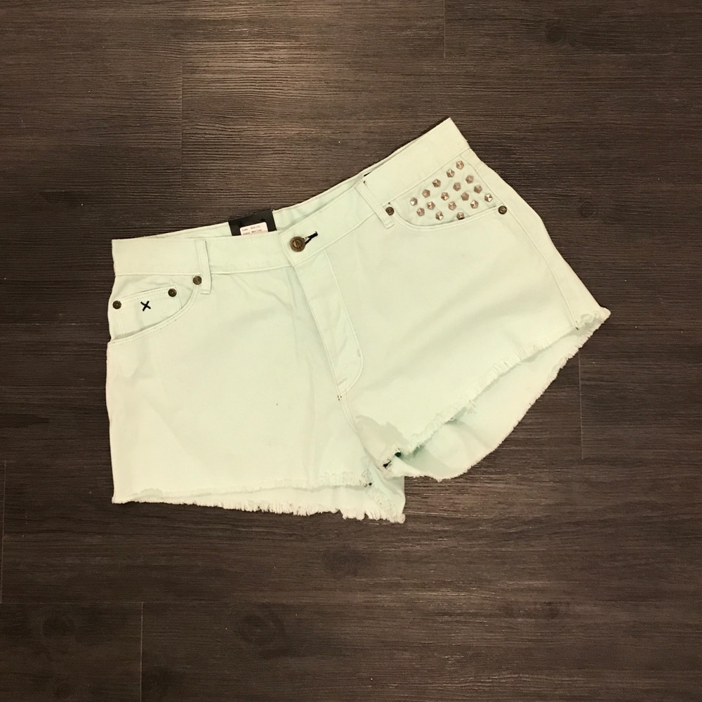 RES Denim Mint studded Cutoffs