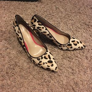 Banana Republic dyed calf hair leopard heels