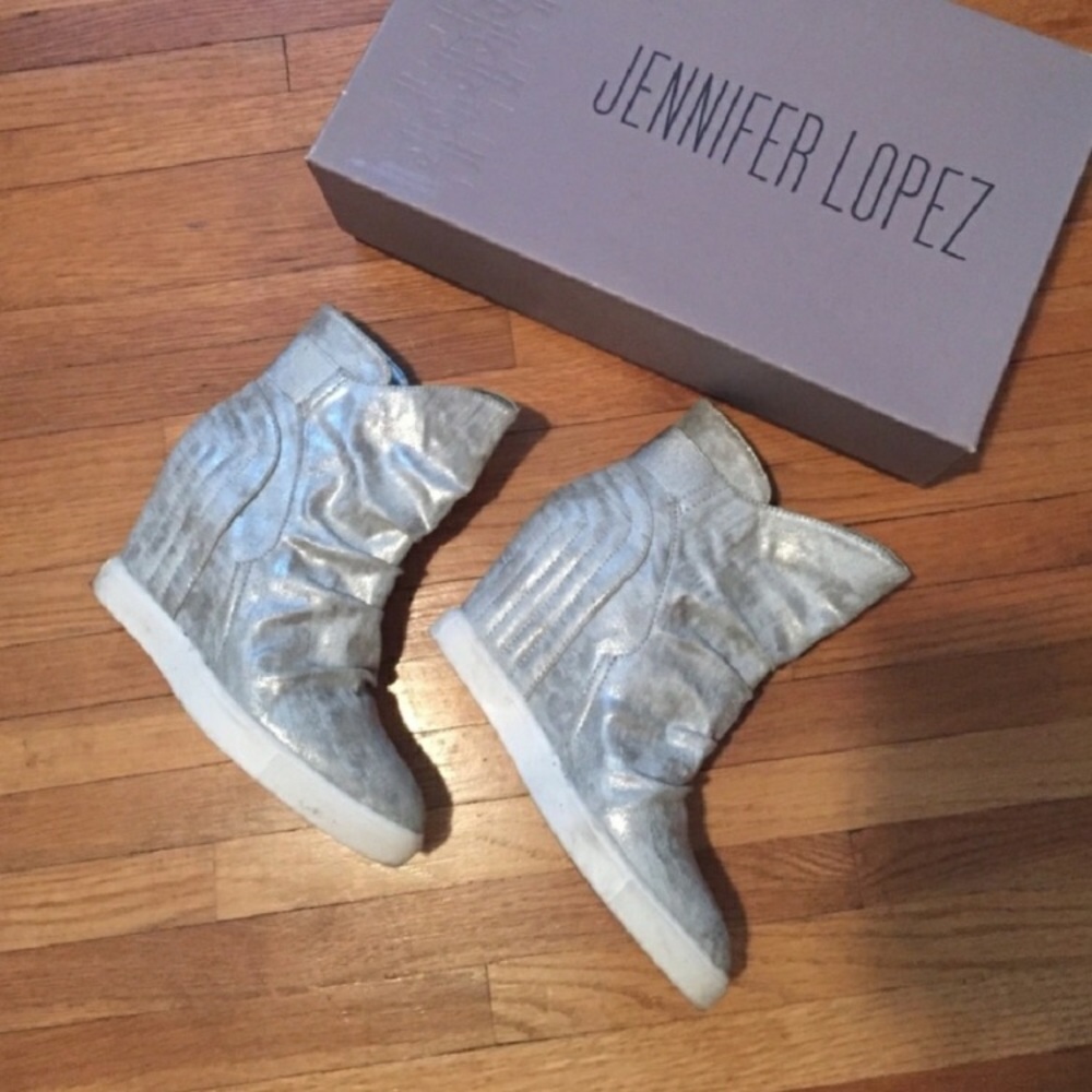 Silver heeled booties