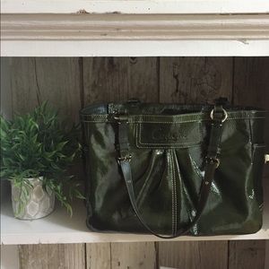 Coach Gallery Pleated Patent Leather Tote