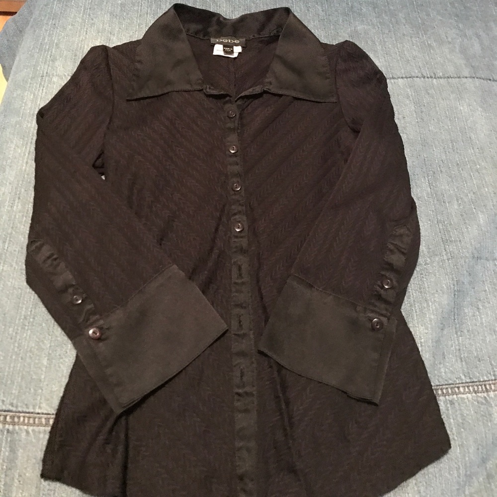 3/4 sleeve button down knit top