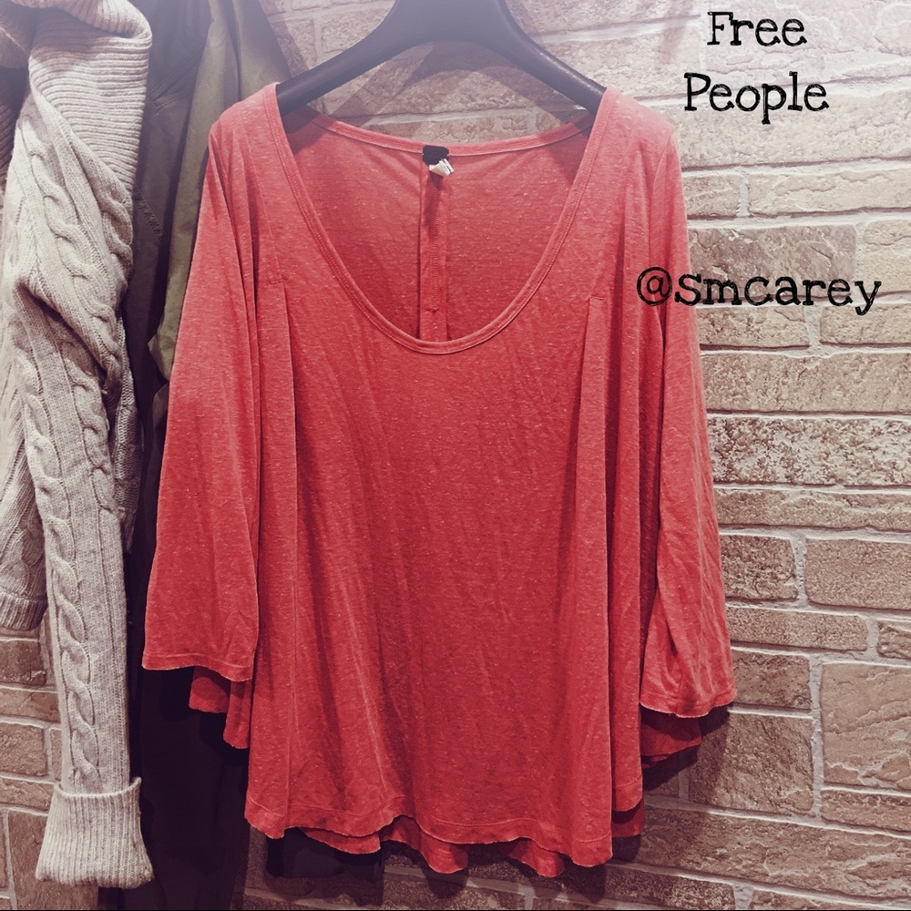 SALE ORANGE FREE PEOPLE PLEATED FLARE RAGLAN