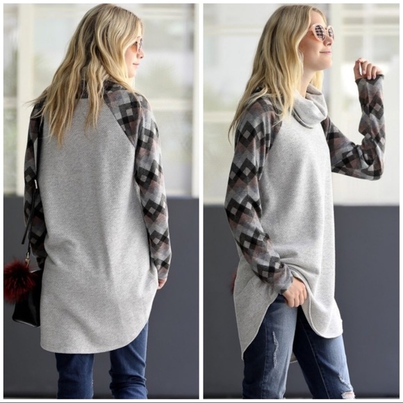 JUST IN!! Chevron Sleeve Cowl Neck Sweater - Picture 2 of 4