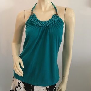 🔵 Turquoise Beaded halter top Size small
