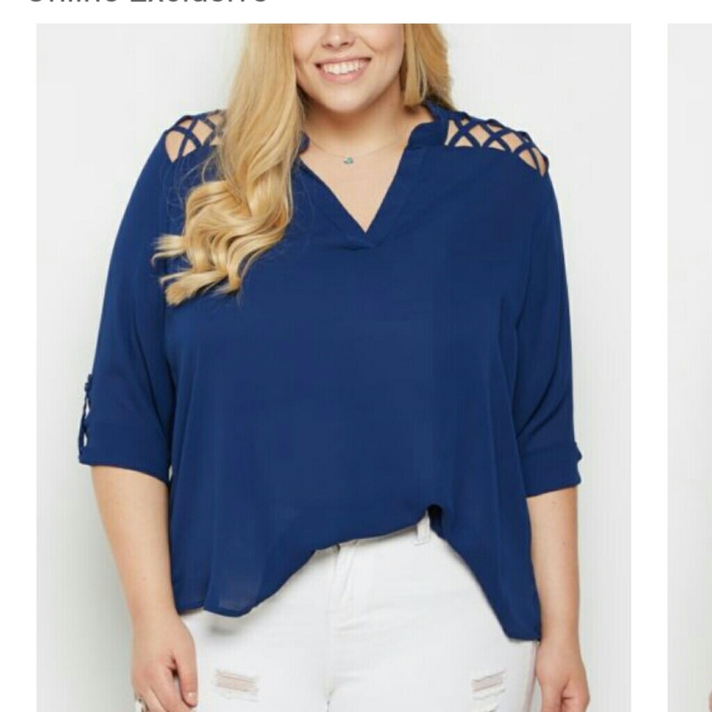 HOST PICK ~ NWT 1X 2X 3X Strappy Shoulder Blouse - Picture 1 of 2