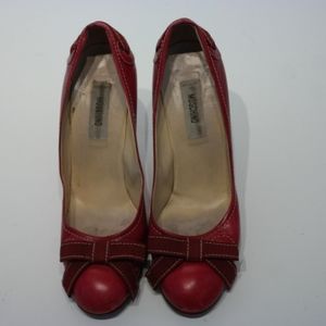 Moschino Red Leather Bow Heels Moschino Red Leather Bow Heels