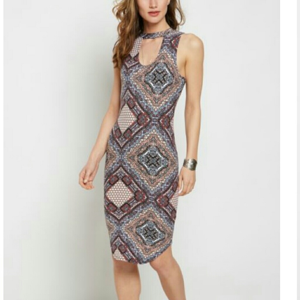 NWT Bohemian Print Bodycon Dress
