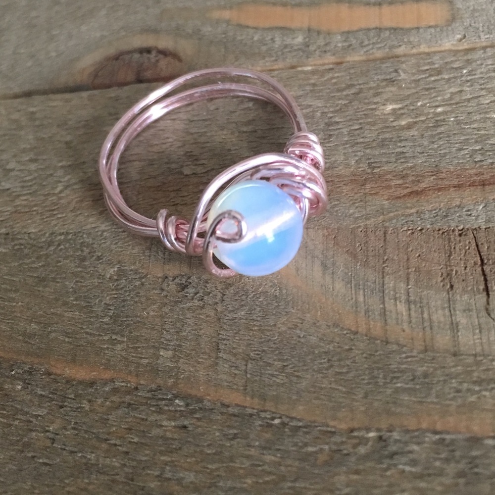 Genuine Opalite Wire Wrapped Ring