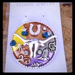 Cowgirl bling turquoise magnetic necklace pendant