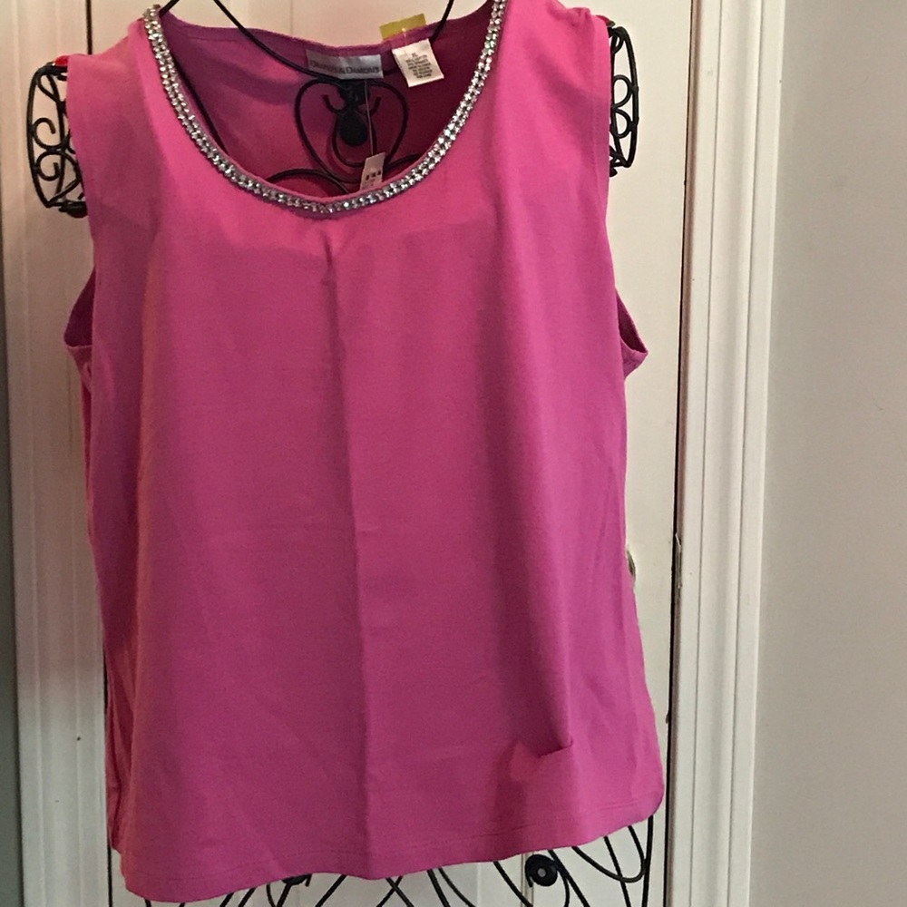 DRAPERS & DAMON'S ORCHID JEWELED NECKLINE  TOP