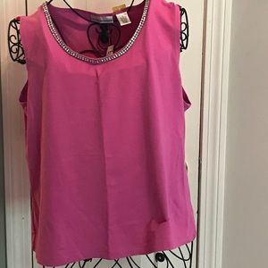 DRAPERS & DAMON'S ORCHID JEWELED NECKLINE  TOP