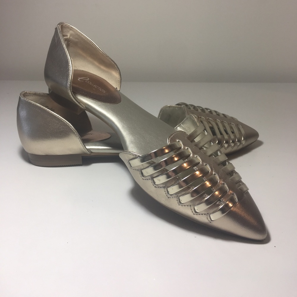 Easy Spirit eCollection gold leather flats size 8