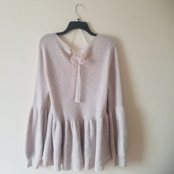 LC Lauren Conrad Light Pink Sweater w/ Lace Bow - Picture 2 of 5