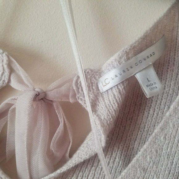 LC Lauren Conrad Light Pink Sweater w/ Lace Bow - Picture 3 of 5