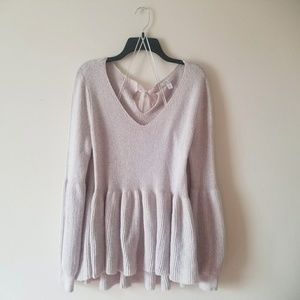 LC Lauren Conrad Light Pink Sweater w/ Lace Bow
